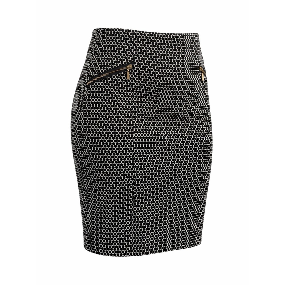Vintage Y2K Alfani Polka Dot Print Midi Skirt Black White‎ Women Size 10
